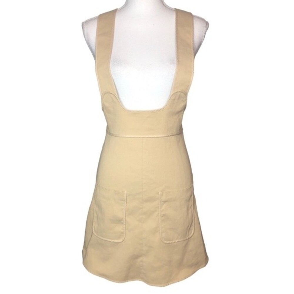 Max & Co. Vintage Corduroy Flax Linen Blend Pocket Pinafore Mini Dress
